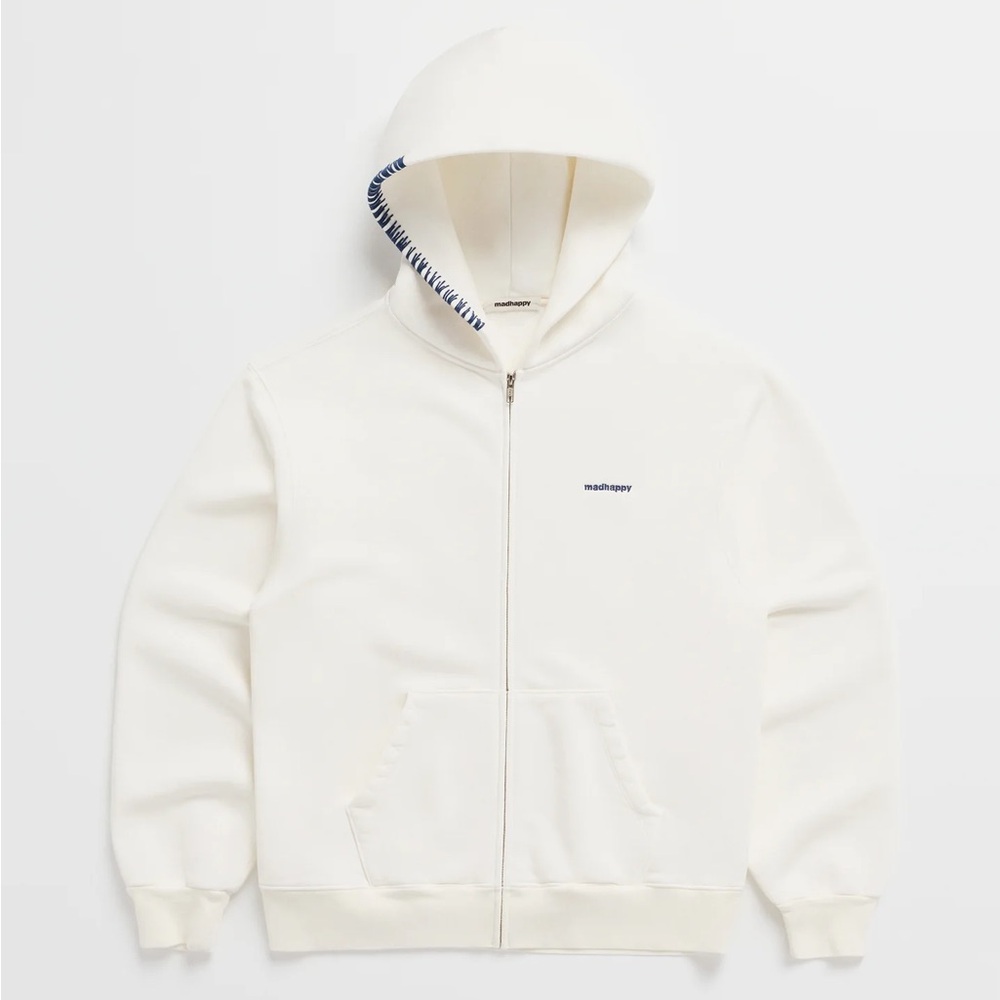 Mad Happy White Classic Fleece Zip Up- Size Medium
Womens and Mens